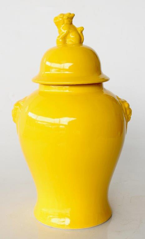 Large Yellow Ginger Jar Dog Lid